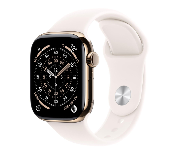 APPLE Watch Series 11 GPS + Cellular 46mm Tytanowa koperta (złoty) + sportowa opaska (księżycowa poświata)- rozmiar M/L - 1362445 - zdjęcie